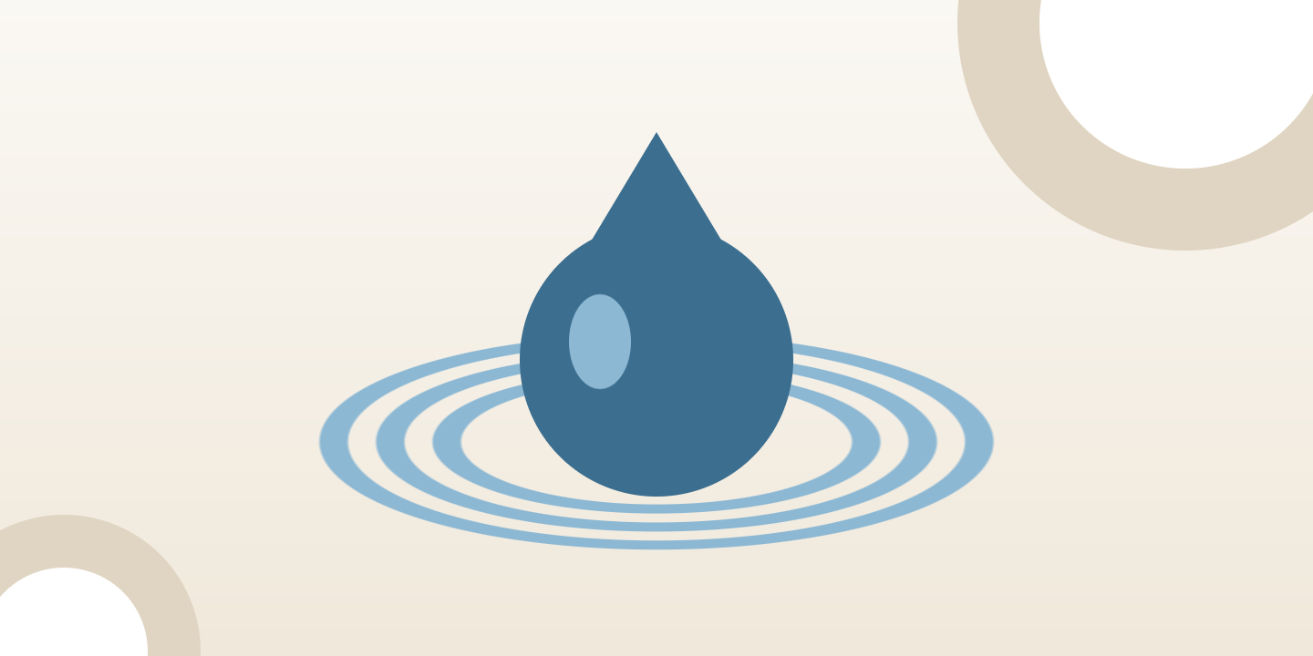 Illustration of a water drop above circular ripples