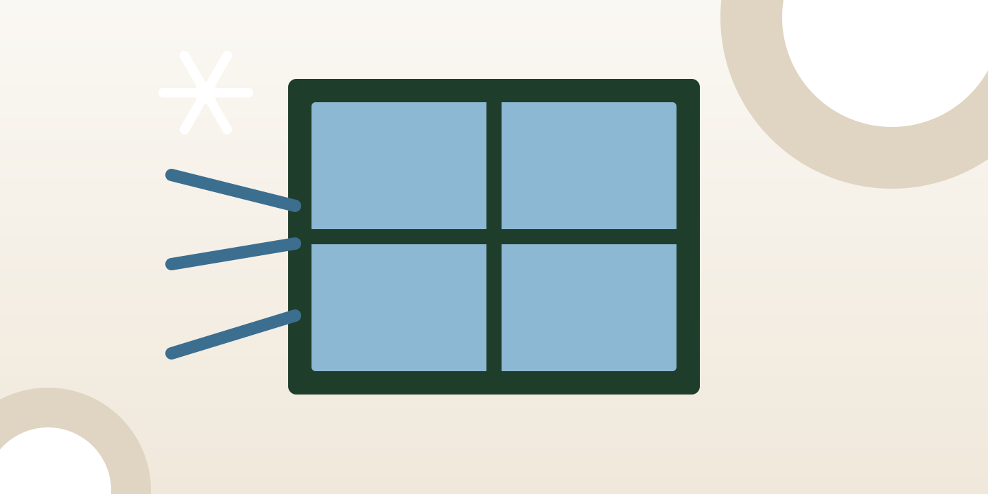 Illustration of a window frame with panes and a cold draught coming in
