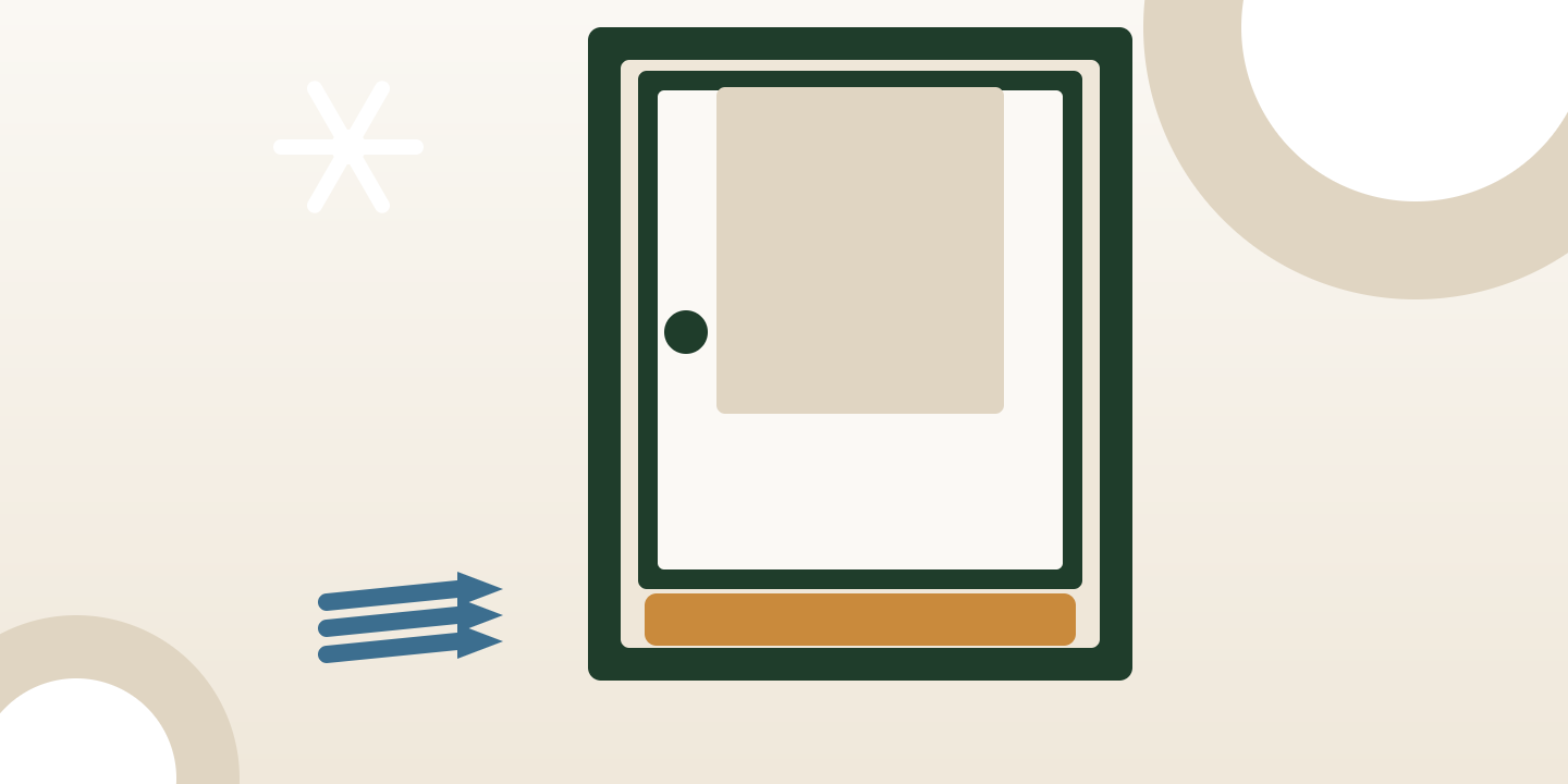 Illustration of a door with a draft excluder at the bottom and cold air coming in