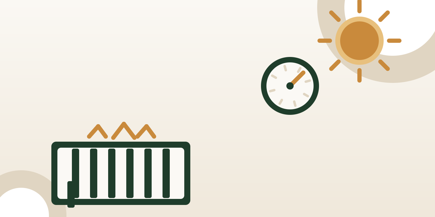 Illustration of a radiator with warm air, a thermostat dial and the sun
